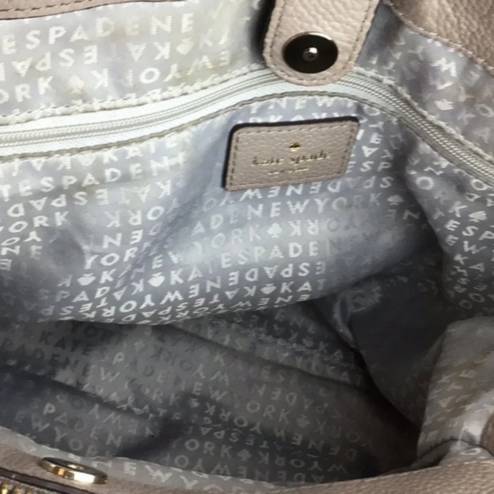 Kate Spade Evangelie Larchmont Avenue Taupe Leather Satchel Tote‎ Purse